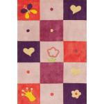 Pinke Karo Ben'n'Jen Rechteckige Kinderteppiche aus Textil 80x150 