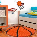 Orange Ben'n'Jen Runde Kinderteppiche 120 cm mit Basketball-Motiv aus Polypropylen 