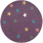 Fliederfarbene Sterne Moderne Ben'n'Jen Runde Kinderteppiche 133 cm aus Textil 