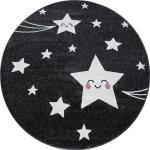 Weiße Sterne Ben'n'Jen Runde Kinderteppiche 160 cm aus Textil schmutzabweisend 