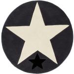 Dunkelgraue Sterne Moderne Ben'n'Jen Runde Kinderteppiche 130 cm aus Textil 