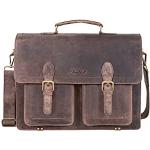 Dunkelbraune Vintage Herrenlehrertaschen aus Glattleder mit Laptopfach 