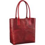 Rote Vintage Lederhandtaschen aus Rindsleder für Damen 