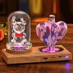 Rosa Fotorahmen mit Ornament-Motiv aus Kristall personalisiert 