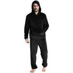 Schwarze Unifarbene Business Pyjamas lang mit Reißverschluss aus Softshell für Herren Größe M 2-teilig für den für den Herbst 