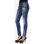 Blaue Bestickte Cipo & Baxx Slim Fit Jeans mit Reißverschluss aus Denim für Damen Größe XS 