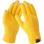 Gelbe Strick-Handschuhe aus Acryl Handwäsche für Damen Einheitsgröße für den für den Winter 