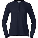 Marineblaue Sportliche Langärmelige Bergans Henleykragen Henley-Shirts für Damen Größe S 