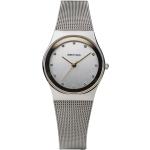Silberne Elegante Bering Time Damenarmbanduhren aus Kristall mit Saphir mit Saphirglas-Uhrenglas mit Milanaise-Armband 