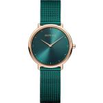 Grüne Bering Time Damenarmbanduhren mit Saphir kratzfest mit Saphirglas-Uhrenglas 
