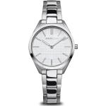 Silberne Minimalistische Bering Time Damenarmbanduhren matt aus Edelstahl mit Saphir mit Saphirglas-Uhrenglas 