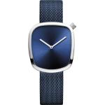 Blaue Minimalistische Bering Time Damenarmbanduhren ohne Ziffern mit Milanaise-Armband 