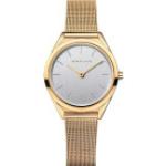 Goldene Bering Time Damenarmbanduhren mit Milanaise-Armband 
