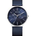 Reduzierte Blaue Bering Time Quarz Herrenarmbanduhren aus Edelstahl ohne Ziffern mit Milanaise-Armband 