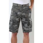 Anthrazitfarbene Camouflage bader Cargo-Shorts mit Gürtel mit Klettverschluss aus Baumwolle für Herren Übergrößen 