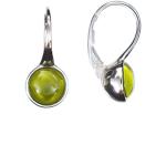 Bernstein Ohrringe. Moderne grüne Ohrringe mit karibischem Bernstein und 925/000 Sterling Silber rhodiniert von Artisana-Schmuck
