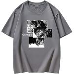 Graue Kurzärmelige Berserk Rundhals-Ausschnitt T-Shirts aus Baumwolle für Herren für den für den Frühling 