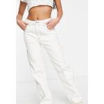 Reduzierte Weiße Bershka High Waist Jeans aus Denim für Damen Größe L Petite 