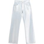Pastellblaue Unifarbene 5-Pocket Jeans mit Reißverschluss aus Denim für Damen Größe S 