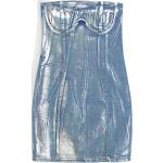 Blaue Ärmellose Mini Schulterfreie Minikleider & kurze Kleider mit Reißverschluss für Damen Größe XS 