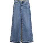 Blaue Maxi Lange Jeansröcke mit Reißverschluss aus Denim für Damen Größe XS 