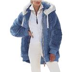 Reduzierte Fleecejacken mit Kapuze Faded aus Kunstfell mit Kapuze für Damen Größe 4 XL Große Größen für den für den Winter 