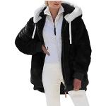 Reduzierte Schwarze Fleecejacken mit Kapuze Faded aus Kunstfell mit Kapuze für Damen Größe 4 XL Große Größen für den für den Winter 
