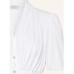 Weiße Kurzärmelige BERWIN & WOLFF V-Ausschnitt Dirndlblusen aus Baumwolle für Damen Größe S 