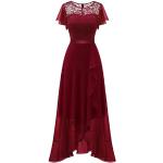 Dunkelrote Elegante Kurzärmelige Maxi Lange Abendkleider aus Chiffon für Damen Größe XS zur Hochzeit 