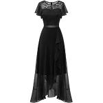 Schwarze Elegante Maxi Lange Abendkleider aus Chiffon für Damen Größe XL 