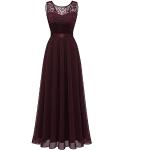 Burgundfarbene Elegante Lange Abendkleider aus Chiffon für Damen Größe XS für Partys 