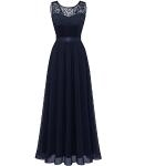Marineblaue Elegante Lange Abendkleider aus Chiffon für Damen Größe S für Partys 