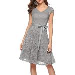 Graue Mini V-Ausschnitt Kurze Abendkleider aus Viskose für Damen Größe M 