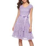 Reduzierte Lavendelfarbene Mini V-Ausschnitt Kurze Abendkleider aus Viskose für Damen Größe XL für Zeremonien 