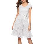 Weiße Mini V-Ausschnitt Kurze Abendkleider aus Viskose für Damen Größe XXL 