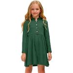 Grüne Vintage Langärmelige Midi Kinderlangarmkleider für Mädchen Größe 140 