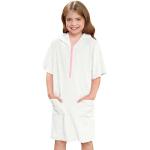 Weiße Kinderpareos mit Reißverschluss aus Polyester für Mädchen Größe 140 