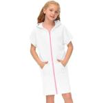 Weiße Kinderpareos mit Reißverschluss aus Polyester für Mädchen Größe 140 