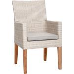 Alabasterfarbene Polyrattan Sessel aus Teakholz gepolstert Breite 50-100cm, Höhe 50-100cm, Tiefe 50-100cm 
