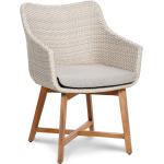 Alabasterfarbene Polyrattan Sessel aus Teakholz gepolstert Breite 50-100cm, Höhe 50-100cm, Tiefe 50-100cm 