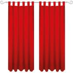 Rote Gardinen-Sets strukturiert aus Polyester blickdicht 