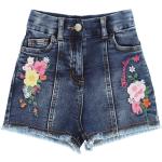 Reduzierte Blaue Bestickte MONNALISA Jeans Shorts für Kinder aus Baumwolle für Mädchen 