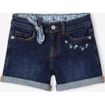 Dunkelblaue Bestickte Vertbaudet Jeans Shorts für Kinder mit Reißverschluss aus Baumwolle für Mädchen Größe 134 