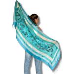 Türkise Bestickte Pashmina-Schals aus Wolle für Damen für den für den Sommer 