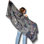 Graue Bestickte Pashmina-Schals aus Wolle für Damen für den für den Sommer 