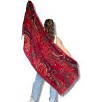 Rote Bestickte Pashmina-Schals aus Wolle für Damen für den für den Sommer 