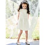 Weiße Bestickte Bestickte Kinderkleider mit Volants mit Reißverschluss aus Baumwolle für Mädchen Größe 134 