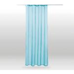 Türkise Unifarbene Gardinen mit Kräuselband aus Textil transparent 