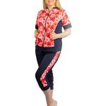 Rote Gestreifte Damenhausanzüge & Damenfreizeitanzüge mit Reißverschluss aus Baumwolle Größe XL für den für den Sommer 