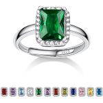 Smaragdgrüne Mondstein Ringe glänzend aus Silber für Damen 